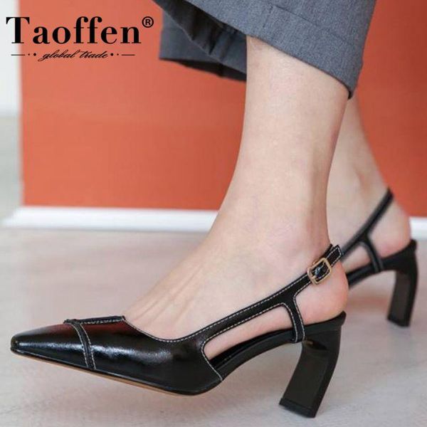 dress shoes taoffen genuine leather women pointed toe sandals thick high heels lady fashion buckle office party size 34-42, Black
dress shoes taoffen genuine leather women pointed toe sandals thick high heels lady fashion buckle office party size 34-42, Black
