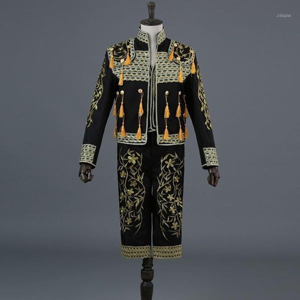 men's suits & blazers gold embroidery tassel sequin stage suit jacket+pants+vest spanish bullfighter matador outfit jacket pant cosplay, White;black
men's suits & blazers gold embroidery tassel sequin stage suit jacket+pants+vest spanish bullfighter matador outfit jacket pant cosplay, White;black