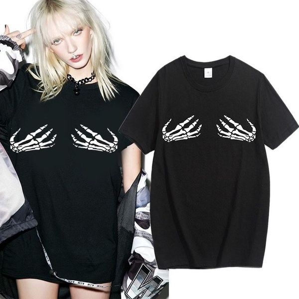 women's t-shirt plus size summer for women harajuku punk cotton skull skeleton hand printed casual loose female t shirt tees, White
women's t-shirt plus size summer for women harajuku punk cotton skull skeleton hand printed casual loose female t shirt tees, White