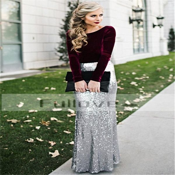party dresses fashion burgundy velour long sleeve evening 2021 sliver sequined floor length mermaid formal dress vestido de festa, White;black
party dresses fashion burgundy velour long sleeve evening 2021 sliver sequined floor length mermaid formal dress vestido de festa, White;black