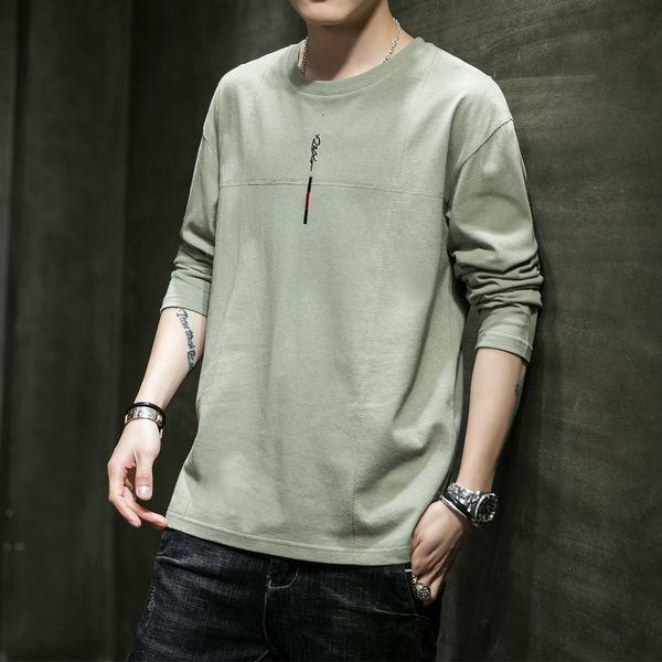 ew autumn 20 korean cotton long sleeve t-shirt loose youth trend men's student top, White;black
ew autumn 20 korean cotton long sleeve t-shirt loose youth trend men's student top, White;black