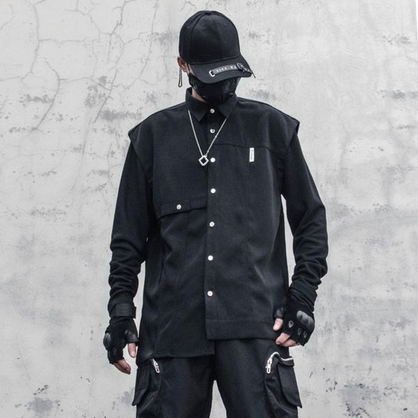 men's casual shirts patchwork fake two long sleeve shirt harajuku cotton oversized loose techwear men punk hip hop streetwear tees bla, White;black
men's casual shirts patchwork fake two long sleeve shirt harajuku cotton oversized loose techwear men punk hip hop streetwear tees bla, White;black