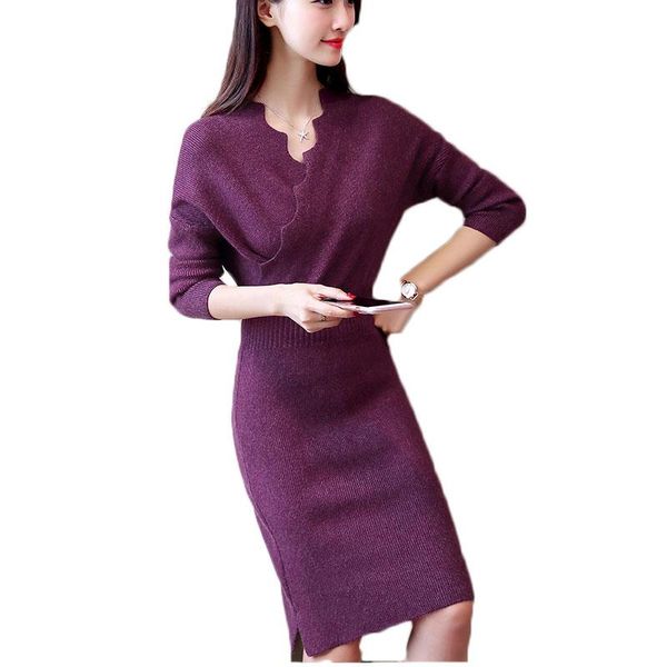 casual dresses winter women bodycon knitting dress korean fashion knit v neck sweater vestido lady solid clothes elastic, Black;gray
casual dresses winter women bodycon knitting dress korean fashion knit v neck sweater vestido lady solid clothes elastic, Black;gray