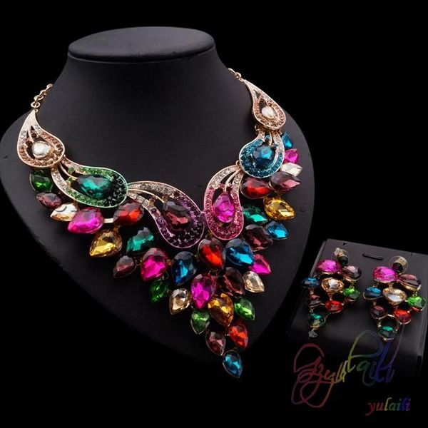 earrings & necklace beautiful design europe wedding jewelry sets colorful big pendant crystal jewellery set, Silver
earrings & necklace beautiful design europe wedding jewelry sets colorful big pendant crystal jewellery set, Silver