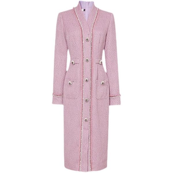 casual dresses french style small fragrance pearl beading tweed dress women autumn winter v-neck slim high waist single breasted, Black;gray
casual dresses french style small fragrance pearl beading tweed dress women autumn winter v-neck slim high waist single breasted, Black;gray
