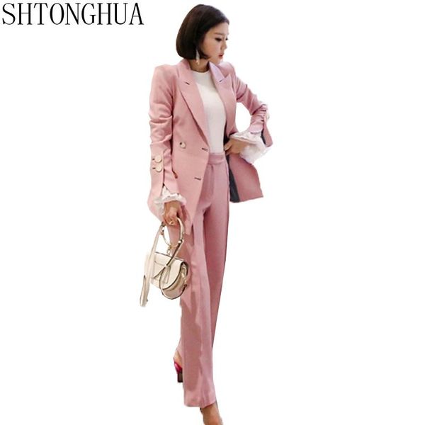 women's suits & blazers shtonghua 2021 korean formal autumn 2 piece set business pink double breasted notched blazer coat + work pencil, White;black
women's suits & blazers shtonghua 2021 korean formal autumn 2 piece set business pink double breasted notched blazer coat + work pencil, White;black