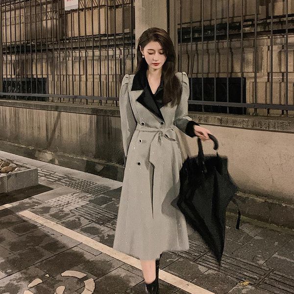 women's trench coats superaen french plaid spliced slim single breasted long turn down collar a line office lady women fashion coat, Tan;black
women's trench coats superaen french plaid spliced slim single breasted long turn down collar a line office lady women fashion coat, Tan;black
