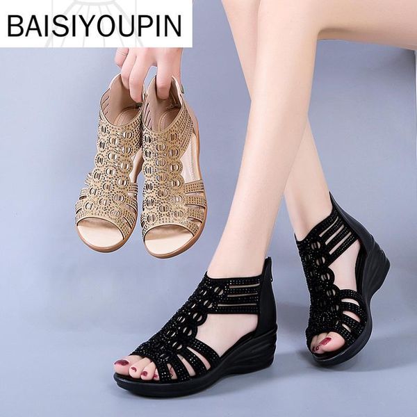 2021 woman sandals women cyrstal comfortable pumps ladies fashion wedges female rome bling hollow out shoes women's zip footwear, Black
2021 woman sandals women cyrstal comfortable pumps ladies fashion wedges female rome bling hollow out shoes women's zip footwear, Black