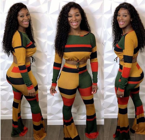 spring women's set tracksuits striped print full sleeve crop + flared pants suit two piece set sportswear women outfits, Gray
spring women's set tracksuits striped print full sleeve crop + flared pants suit two piece set sportswear women outfits, Gray