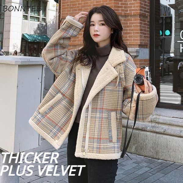women's wool & blends coats women autumn winter lambswool streetwear elegant students chic korean style thicker plus velvet zipper kawa, Black
women's wool & blends coats women autumn winter lambswool streetwear elegant students chic korean style thicker plus velvet zipper kawa, Black