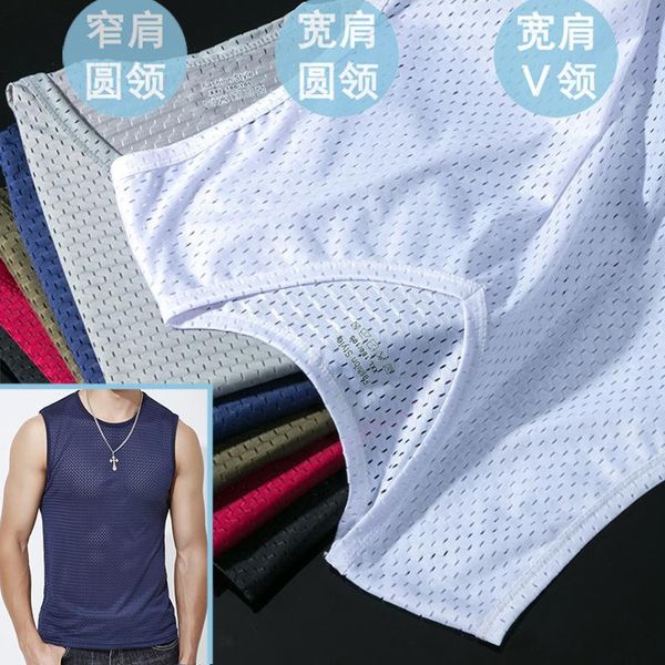 men' tank 2021 summer ice silk mesh waistcoat exercise workout quick-drying hollow-out undershirt wide shoulder, White;black
men' tank 2021 summer ice silk mesh waistcoat exercise workout quick-drying hollow-out undershirt wide shoulder, White;black