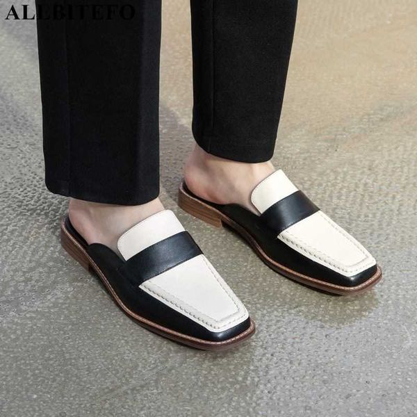 allbitefo fashion brand genuine leather high heels office ladies shoes square toe summer women slippers flip flops slippers 210611, Black
allbitefo fashion brand genuine leather high heels office ladies shoes square toe summer women slippers flip flops slippers 210611, Black