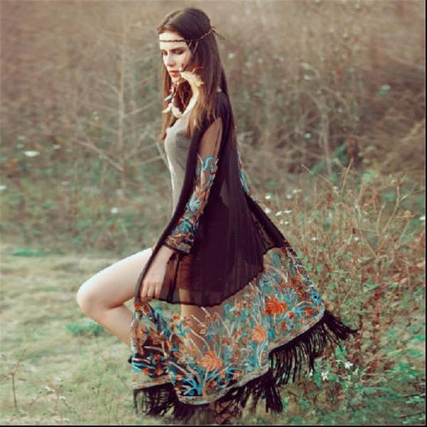 women vintage tassel blouses tradition floral printing summer chiffon shirt long sleeve patchwork beach wear summer sundress, White
women vintage tassel blouses tradition floral printing summer chiffon shirt long sleeve patchwork beach wear summer sundress, White
