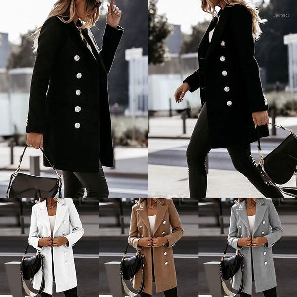 women's wool & blends women winter warm trench collared coat ladies solid color simple all-match single breasted fashion long jacket ov, Black
women's wool & blends women winter warm trench collared coat ladies solid color simple all-match single breasted fashion long jacket ov, Black