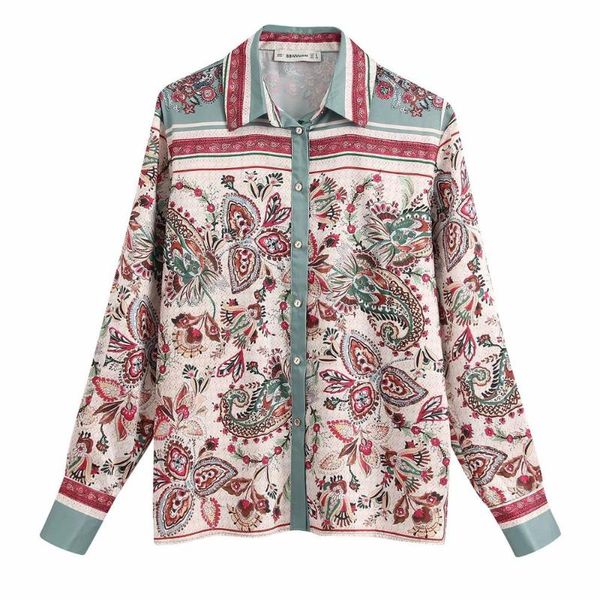 women's blouses & shirts 2021 women vintage color match totem flower print casual smock blouse office lady wear chic chemise femininas, White
women's blouses & shirts 2021 women vintage color match totem flower print casual smock blouse office lady wear chic chemise femininas, White