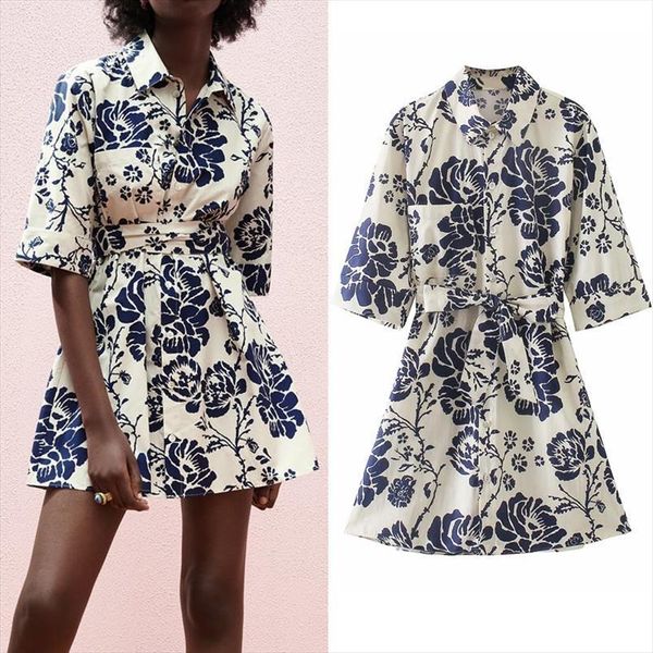 za floral short summer women dress sleeve mini shirt fashion belt vintage casual, Black;gray
za floral short summer women dress sleeve mini shirt fashion belt vintage casual, Black;gray