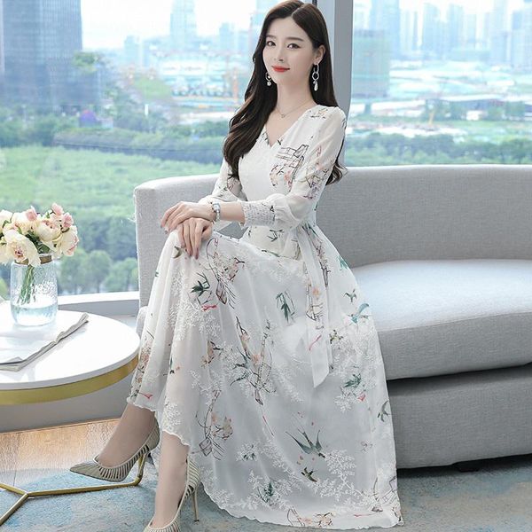 casual dresses bohemian chiffon dress 2021 spring autumn long sleeve print women's eelgant slim vintage party, Black;gray
casual dresses bohemian chiffon dress 2021 spring autumn long sleeve print women's eelgant slim vintage party, Black;gray