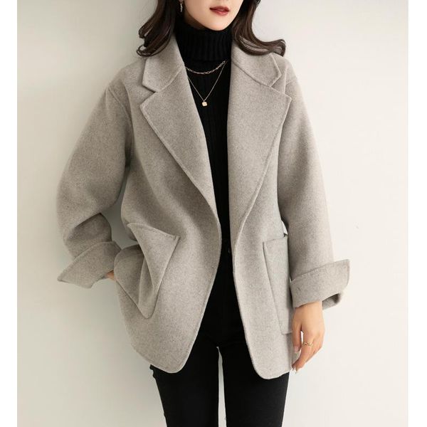women's wool & blends elegant long coat light grey casual chic outerwear ladies double sided cashmere overcoat autumn winter 2021, Black
women's wool & blends elegant long coat light grey casual chic outerwear ladies double sided cashmere overcoat autumn winter 2021, Black