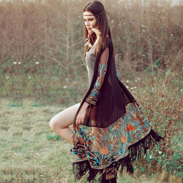 2021 new see through mesh ethnic floral embroidery blouse women cover up vintage chiffon fringe long cardigan robe plus size 34d3, Black
2021 new see through mesh ethnic floral embroidery blouse women cover up vintage chiffon fringe long cardigan robe plus size 34d3, Black