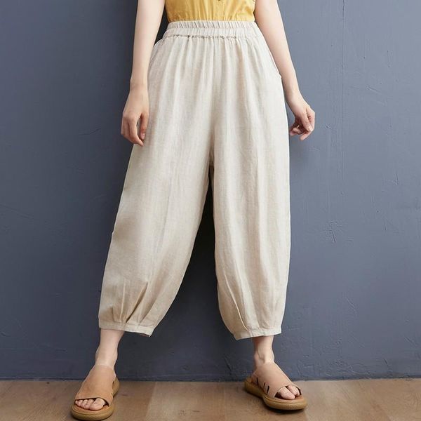 women's pants & capris women cotton linen loose casual ankle-length arrival 2021 summer vintage style elastic waist female harem b555, Black;white
women's pants & capris women cotton linen loose casual ankle-length arrival 2021 summer vintage style elastic waist female harem b555, Black;white