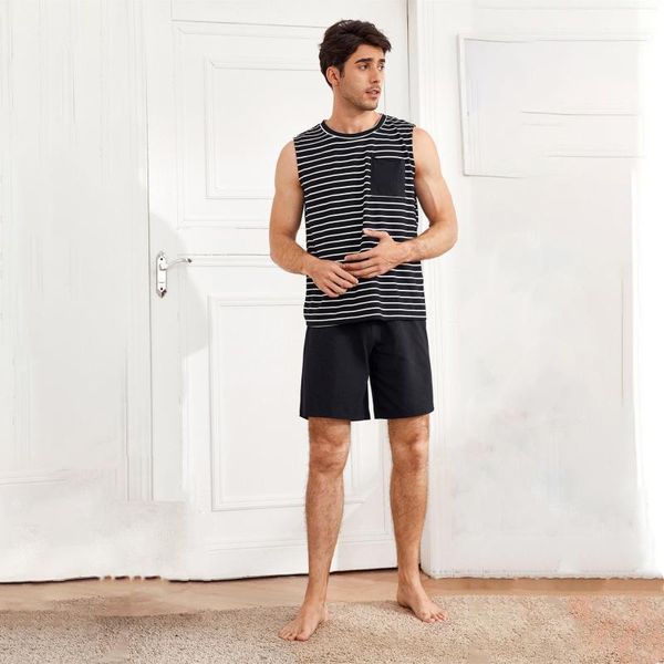summer cotton men's home wear striped short sleeve shorts men s-xl large size european and american spring sleepwear, Black;brown
summer cotton men's home wear striped short sleeve shorts men s-xl large size european and american spring sleepwear, Black;brown