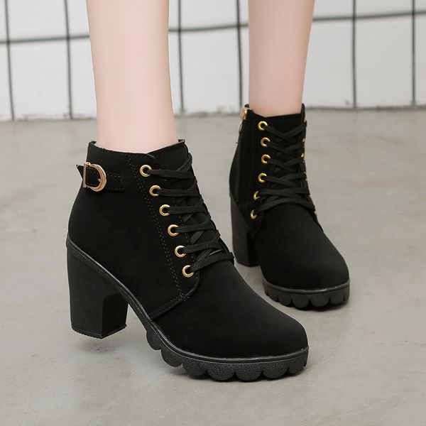 plus size 2021 winter lace up ankle boots chunky heels buckle high heels boots casual shoes women botas mujer bottes femme 7751, Black
plus size 2021 winter lace up ankle boots chunky heels buckle high heels boots casual shoes women botas mujer bottes femme 7751, Black