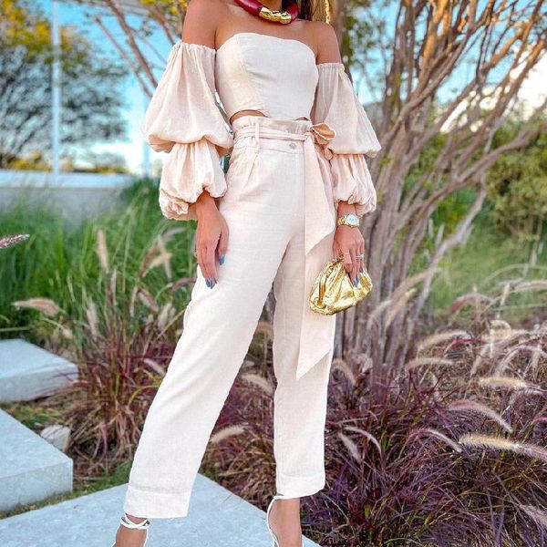 women's two piece pants women long sleeve cotton linen set fashion slash-neck lady off shoulder elegant button sets, White
women's two piece pants women long sleeve cotton linen set fashion slash-neck lady off shoulder elegant button sets, White