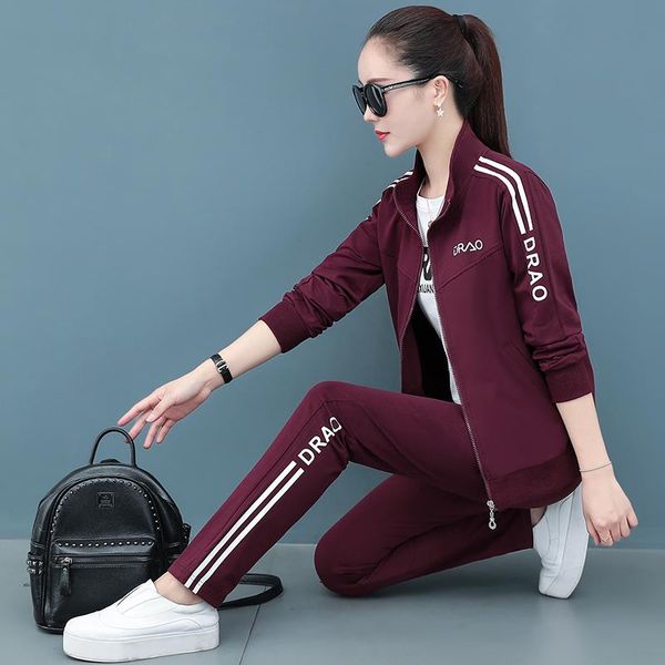 women's two piece pants lady sportswear 2021 autumn korean large size slim zipper stand collar fashion casual three suit girl, White
women's two piece pants lady sportswear 2021 autumn korean large size slim zipper stand collar fashion casual three suit girl, White