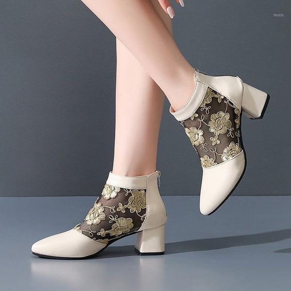 boots spring summer embroidery flower air mesh shoes med heels dress woman ankle boot elegant lady office footwear1, Black
boots spring summer embroidery flower air mesh shoes med heels dress woman ankle boot elegant lady office footwear1, Black