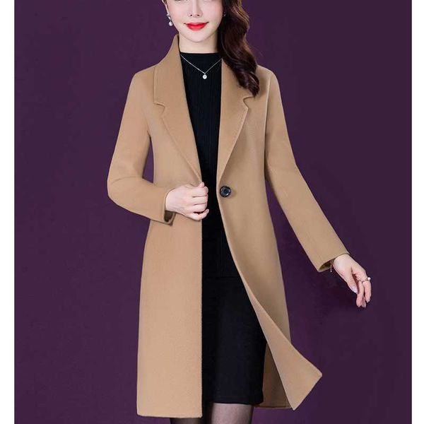 women's wool & blends autumn winter woolen coat temperament solid color fashion turn down collar female casual slimming mid-length jack, Black
women's wool & blends autumn winter woolen coat temperament solid color fashion turn down collar female casual slimming mid-length jack, Black