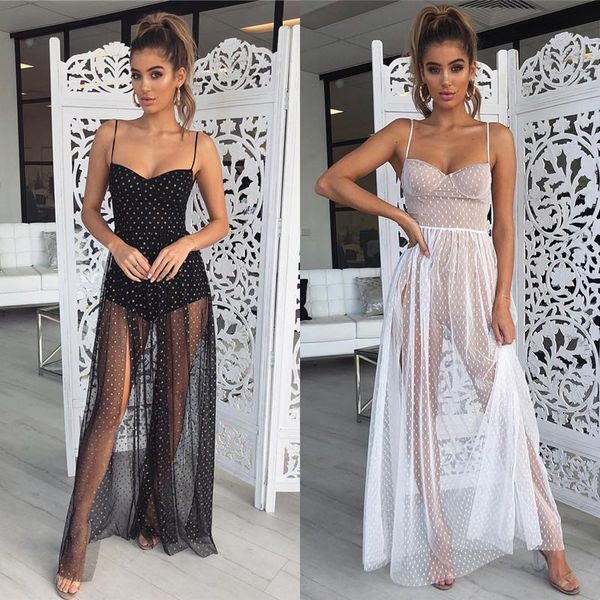 women's swimwear brand summer women patchwork maxi beach dress cover-up transparent dots solid female sundress beachwear, White;black
women's swimwear brand summer women patchwork maxi beach dress cover-up transparent dots solid female sundress beachwear, White;black
