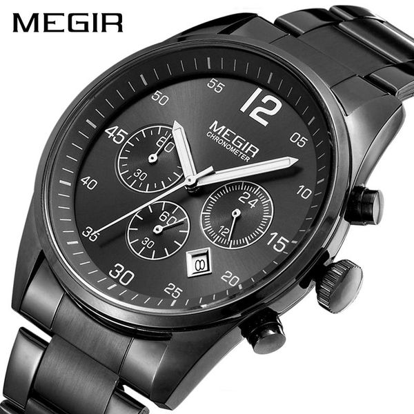 megir men's quartz watch black stainless steel chronograph business watches men wrist watch erkek kol saati, Slivery;brown
megir men's quartz watch black stainless steel chronograph business watches men wrist watch erkek kol saati, Slivery;brown