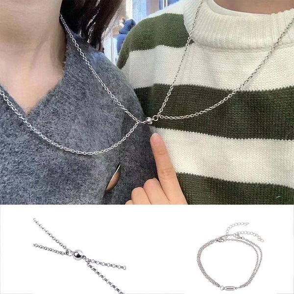 pendant necklaces women and men stainless steel chain 2pcs / set magnet attraction couple necklace jewelry, Silver
pendant necklaces women and men stainless steel chain 2pcs / set magnet attraction couple necklace jewelry, Silver