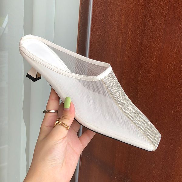 2021 new rhinestone mesh breathable low mules slippers summer women square toe thin heel party ladies shoes fgui, Black
2021 new rhinestone mesh breathable low mules slippers summer women square toe thin heel party ladies shoes fgui, Black