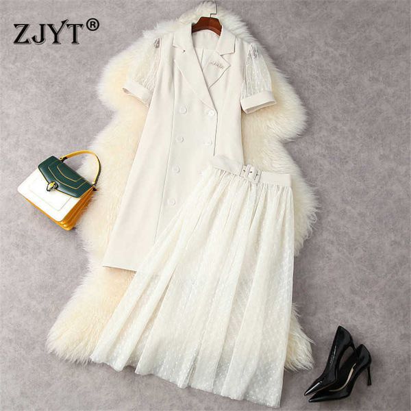 elegant lady office business 2 piece outfits summer women's designer notched double breasted long mesh blazer dress party robe 210601, Black;gray
elegant lady office business 2 piece outfits summer women's designer notched double breasted long mesh blazer dress party robe 210601, Black;gray