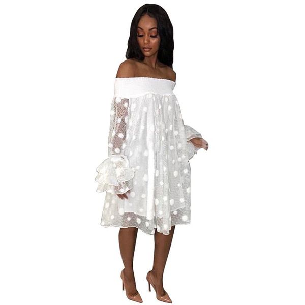 casual dresses polka dot white lace dress women streetwear summer flare sleeve layered mesh off the shoulder party 2021, Black;gray
casual dresses polka dot white lace dress women streetwear summer flare sleeve layered mesh off the shoulder party 2021, Black;gray