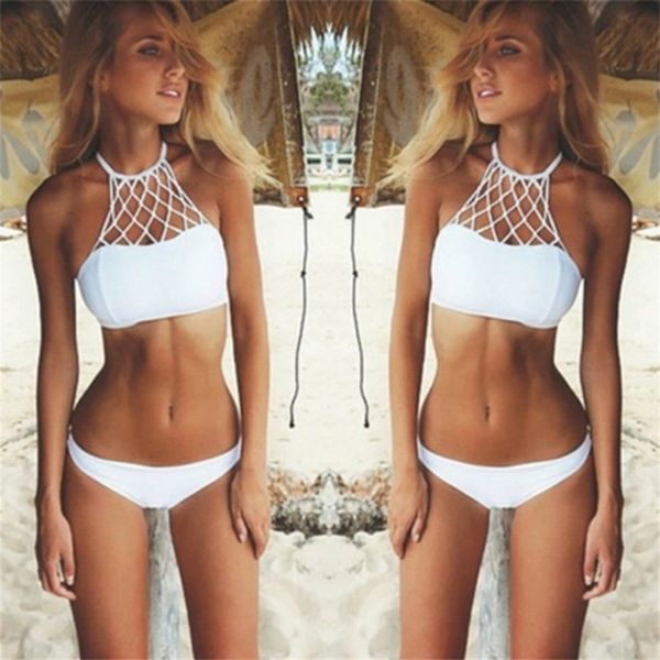 new high neck helter bikini vintage white bikini triangle swimsuit biquini padded mesh swimwear halter bathing suit bandage cut out
new high neck helter bikini vintage white bikini triangle swimsuit biquini padded mesh swimwear halter bathing suit bandage cut out