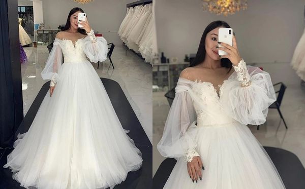 romantic poet illusion long sleeves wedding dresses bridal gowns for women plus size petite princess tulle ruched applique a line v neck cou, White
romantic poet illusion long sleeves wedding dresses bridal gowns for women plus size petite princess tulle ruched applique a line v neck cou, White