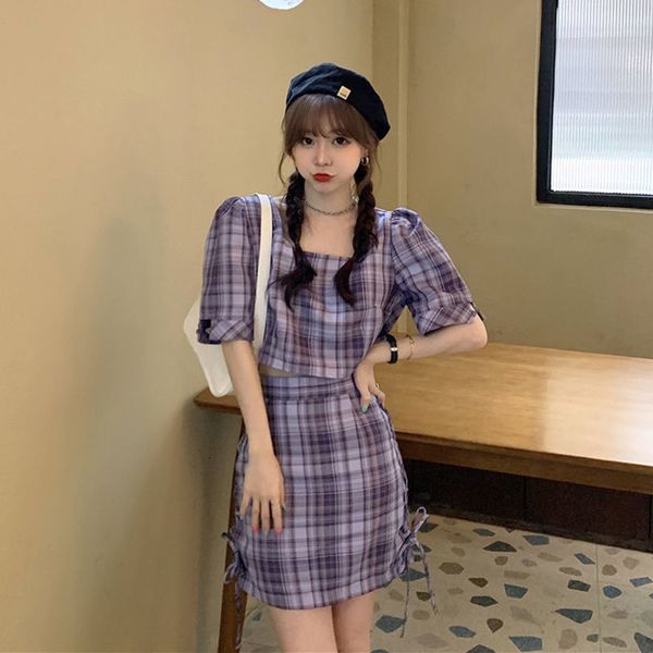 a garment/suit, feminine will see 2021 new purple chess upper belt high half length skirt set of two western style pieces 4873, Black;gray
a garment/suit, feminine will see 2021 new purple chess upper belt high half length skirt set of two western style pieces 4873, Black;gray