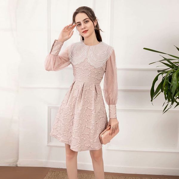 runway women's spring autumn new ruffled lace beading long sleeve jacquard party elegant vintage mini dress osk3, Black;gray
runway women's spring autumn new ruffled lace beading long sleeve jacquard party elegant vintage mini dress osk3, Black;gray