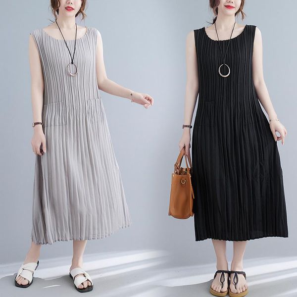 women's tanks & camis summer net color sleeveless dress fat mm large women's double pocket round neck long skirt belly covering ves, White
women's tanks & camis summer net color sleeveless dress fat mm large women's double pocket round neck long skirt belly covering ves, White