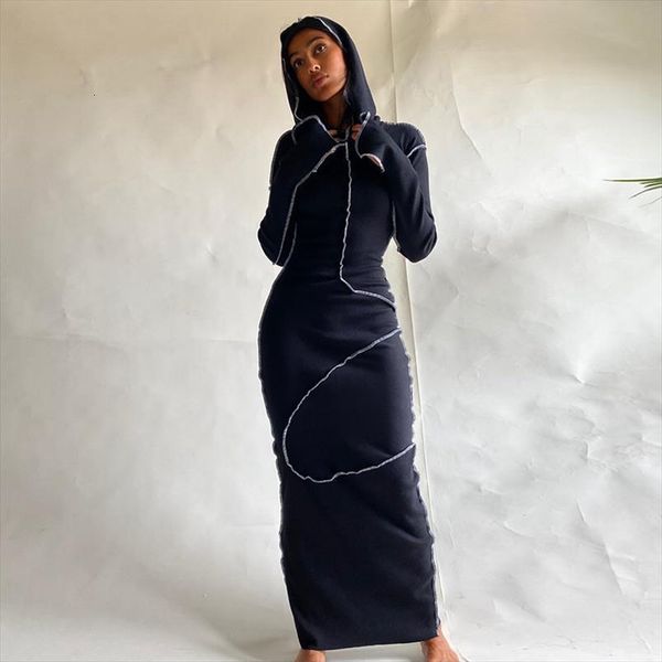 style casual close fitting maxi womens dress patchwork long sleeve hooded skinny spring outfits, Black;gray
style casual close fitting maxi womens dress patchwork long sleeve hooded skinny spring outfits, Black;gray
