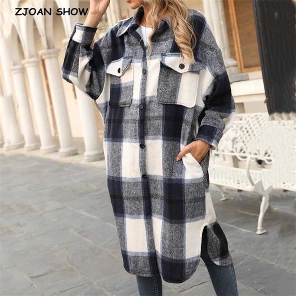 winter gingham check plaid coat warm oversize style women side slit long coat lapel woolen jacket causal outerwear 211018, Black
winter gingham check plaid coat warm oversize style women side slit long coat lapel woolen jacket causal outerwear 211018, Black