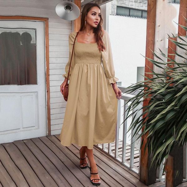 casual dresses 2021 autumn midi dress solid flared long sleeve pleated square neck for women backless big swing robe, Black;gray
casual dresses 2021 autumn midi dress solid flared long sleeve pleated square neck for women backless big swing robe, Black;gray