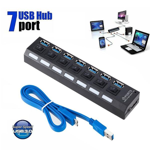 hubs usb 3.0 hub set multi port splitter with switches 7 expander for pc lapnotebook
