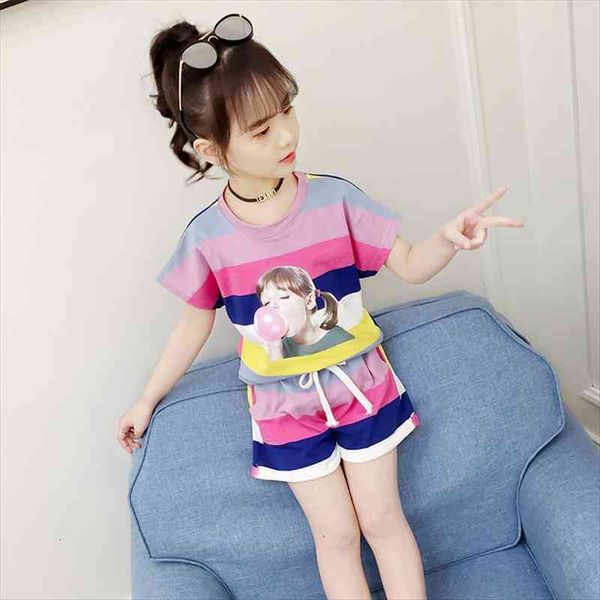 kids sets girls korean version two-piece short-sleeved childrens clothing summer hipster style rainbow color, White
kids sets girls korean version two-piece short-sleeved childrens clothing summer hipster style rainbow color, White