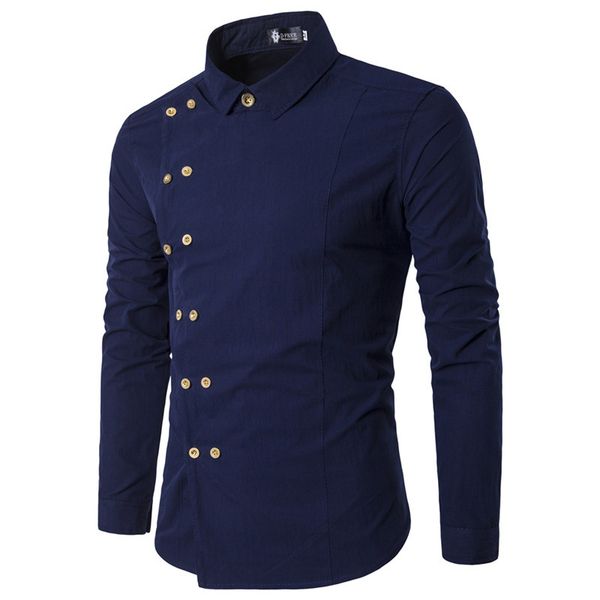 2021 new men brand fashion casual double breasted long mouw european style men's shirt, White;black
2021 new men brand fashion casual double breasted long mouw european style men's shirt, White;black