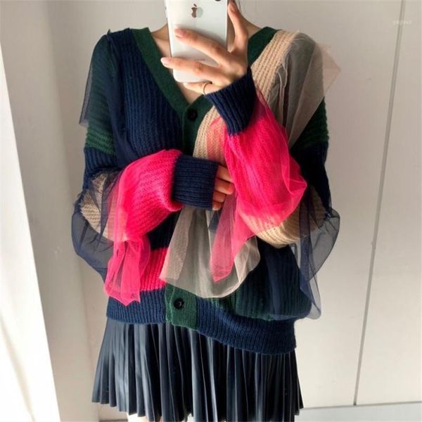 chic korean style transparentive mesh all-match winter sweater elegant termperament patchwork loose oversize, White;black
chic korean style transparentive mesh all-match winter sweater elegant termperament patchwork loose oversize, White;black
