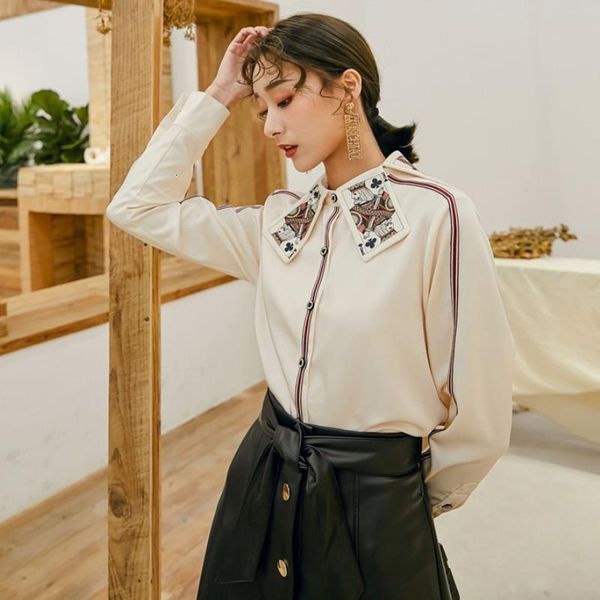 women poker print collar shirts button up designer runway long sleeve femme clothing women long sleeve office lady blouse, White
women poker print collar shirts button up designer runway long sleeve femme clothing women long sleeve office lady blouse, White