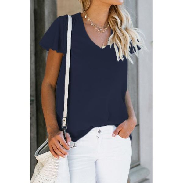 women's t-shirt pleated sleeves v-neck solid color women office lady mature temperament intellectualsimple casual harajuku ladies t, White
women's t-shirt pleated sleeves v-neck solid color women office lady mature temperament intellectualsimple casual harajuku ladies t, White